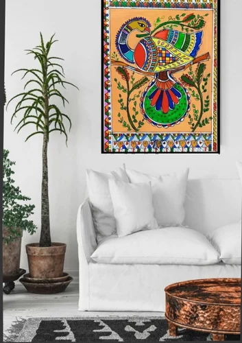 Peacock Elegance - Madhubani Masterpiece on Brustro By Neetu Bhasin