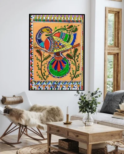 Peacock Elegance - Madhubani Masterpiece on Brustro By Neetu Bhasin - Image 2