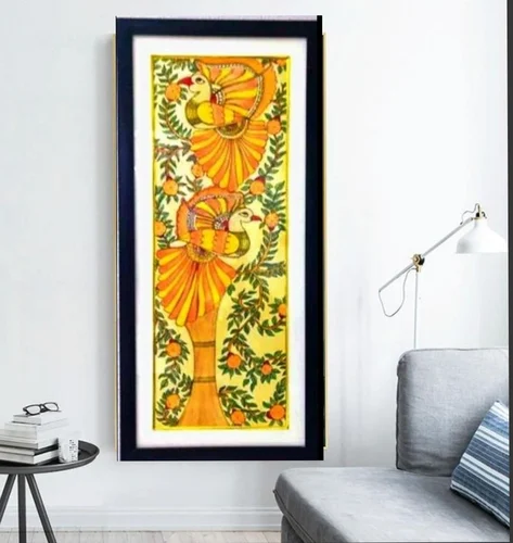 Madhubani Avian Symphony - Vibrant Peacock Art By Neetu Bhasin